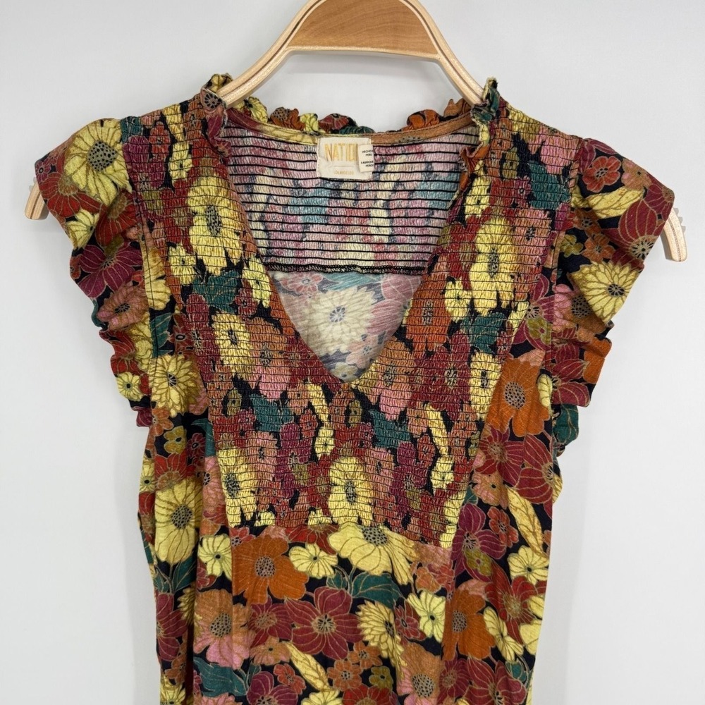 Nation LTD Habiba Tank Top Medium Ruffle Sleeve Smocked Floral Boho Cottagecore - Picture 5 of 10
